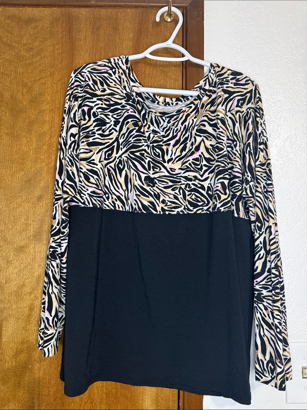 Lilly Pulitzer  Black, Tan and Pink Animal Print Crewneck Top